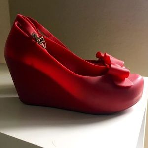 Mel By Melissa Red Wedge Heels 38 7.5